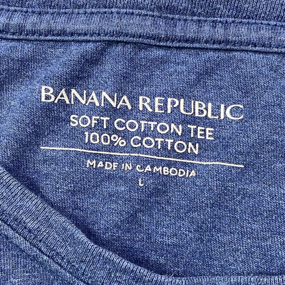 Banana Republic T-Shirt Men Large Minimalist 100% Soft Cotton Tee Regular Blue